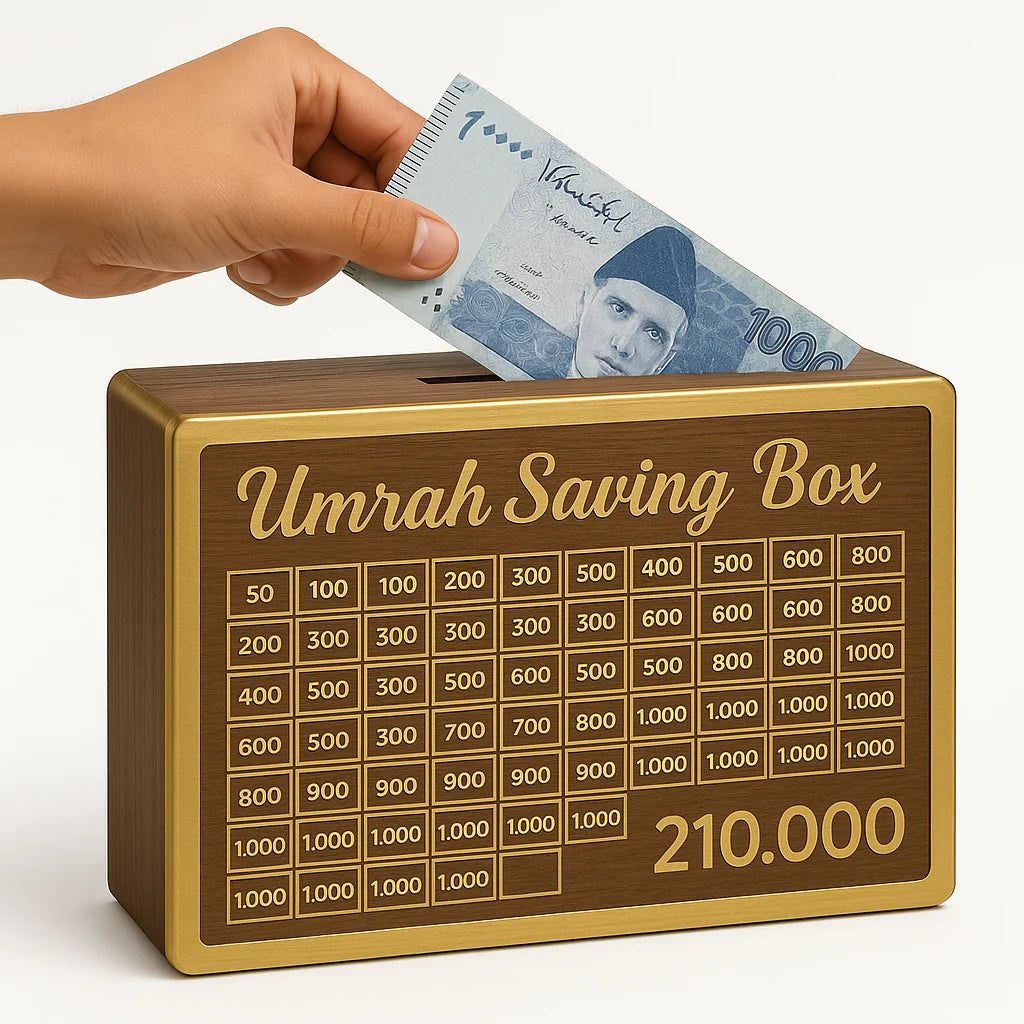 Wooden Umrah Saving Box – Start Your Spiritual Journey Today